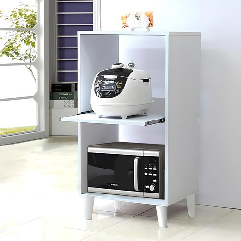 Unique Furniture 俐落款附腳微波爐架, 白色, 50 x 37 x 89cm, 2層