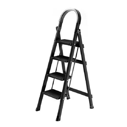 加厚碳鋼折疊人字梯, 59 x 39.8 x 116cm, 4步梯, 碳鋼黑, 4.9kg, 1個