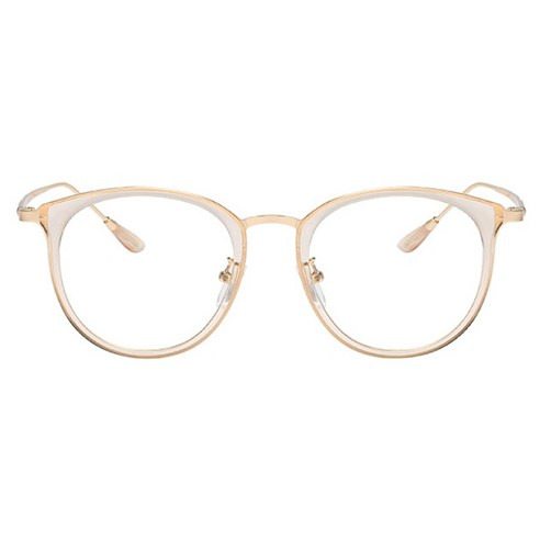 韓版拼接設計潮流波士頓框金屬鏡腳 uv400 濾藍光眼鏡,淡蜜透黃,1個