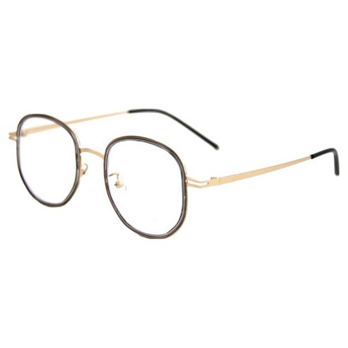 ALEGANT 慵懶法式溫莎圈拼接圓框UV400濾藍光眼鏡, 144mm, 暮曦金, 1個