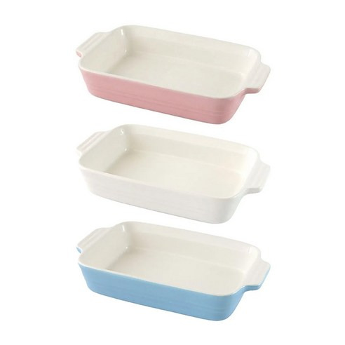 Just Home 多莉純色雙耳長形烤盤3件組, H0292-53, 22.5 x 13 x 4.5