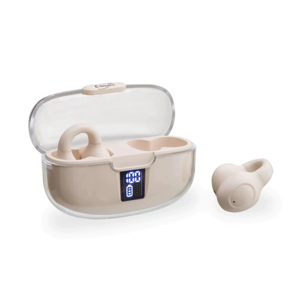 E-books 日韓耳夾氣傳導電量顯示真無線藍牙5.3耳機, 杏色, SS57, 1盒