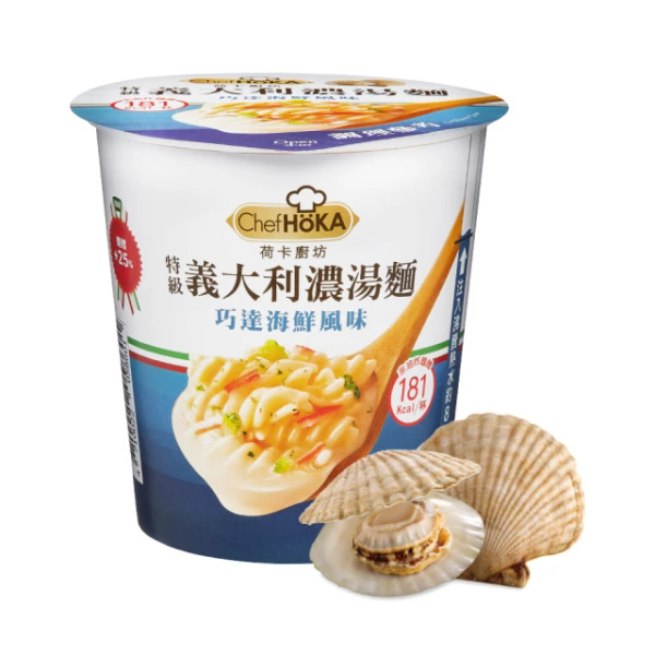 [箱裝] 荷卡廚坊 特級義大利濃湯麵, 巧達海鮮風味, 47g, 12個