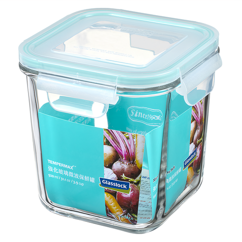 Glasslock 方型強化玻璃微波保鮮罐, 920ml, 2個