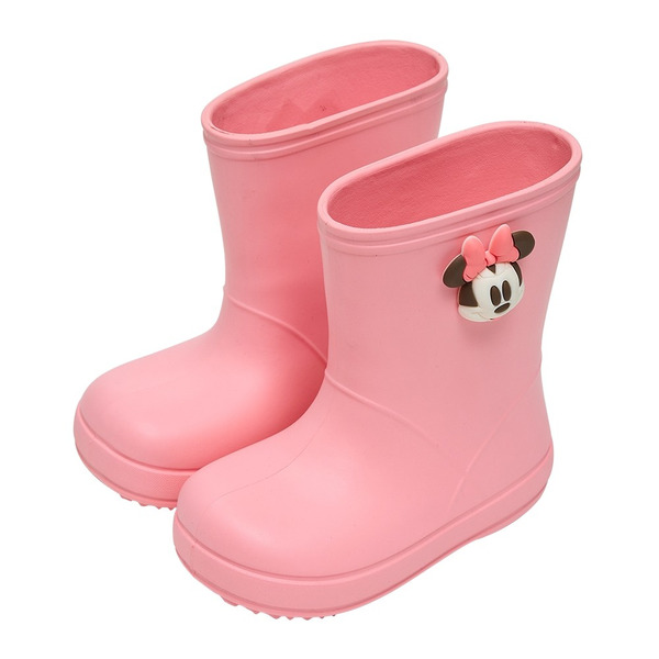 迪士尼 DISNEY 立體造型飾釦 中筒輕量兒童雨鞋, 123511, 19, 米妮 粉色, 1雙