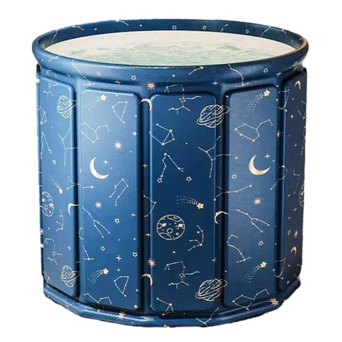 半島良品 折疊收納免安裝泡澡桶 70x65cm 2kg, 星球藍, 1個