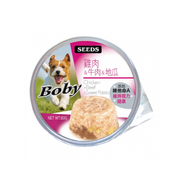 [箱裝] 惜時 Boby 特級機能愛犬餐罐 雞肉+牛肉+地瓜, 80g, 24罐,1箱