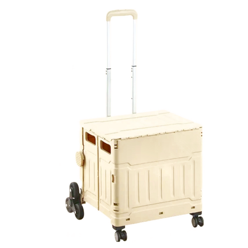 平拉摺疊購物推車, 爬坡款, 奶茶色, 75L, 1個