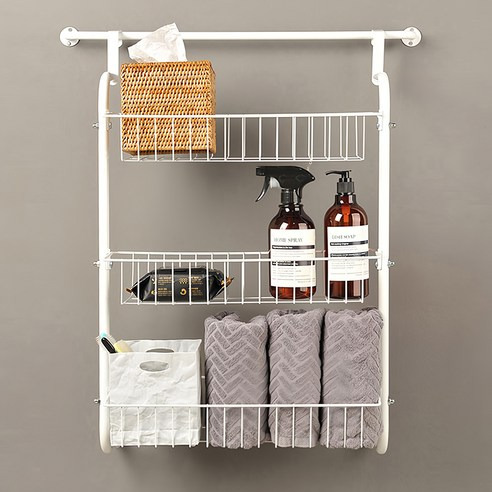Like House 壁掛式多功能浴室置物架, 46.5*22*70cm, 白色, 1個