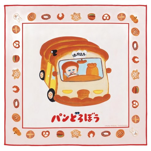 Skater 黏貼式日式便當包巾, 43 x 43cm, 麵包小偷, 1條
