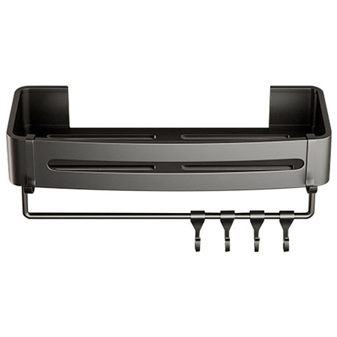 YUNMI 太空鋁免打孔浴室置物架 四方, 槍灰色, 1個