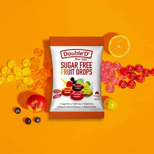 Double'D' 無糖糖果 綜合水果風味, 70g, 1包