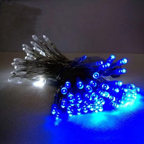 摩達客 聖誕燈LED燈串100燈電池燈 YS-XLB100002, 藍白光/透明線, 1組