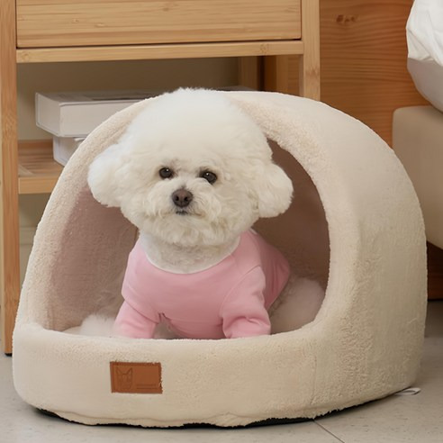 Redpuppy Snuckwarmer 圓形寵物屋,象牙白,1個,L(40*45*30cm), 象