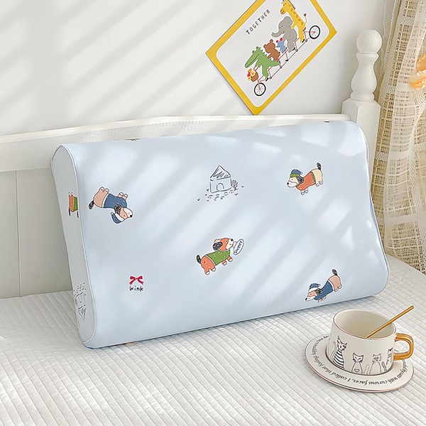 Annette 60s貢緞棉可拆洗天然兒童乳膠枕, 43 x 26 x 6.5cm, 富貴狗, 1個