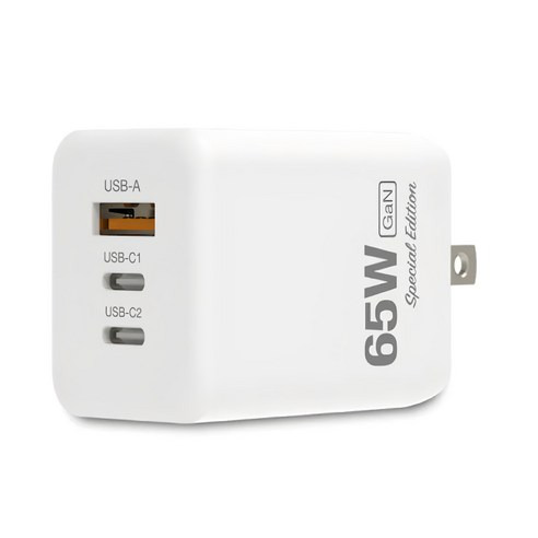 POLYWELL 65W三孔PD快充頭 PW15-T05-A104, 白色, 1個