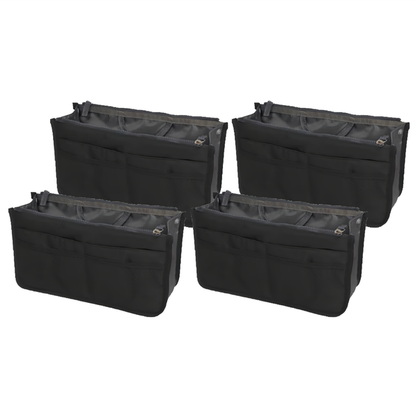 E.City 韓風手提雙拉鍊收納包中包, 顏色隨機, 4個, 1組