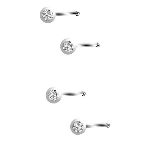 耀眼美人 閃耀鋯石鑽養耳棒鈦閃耀/鈦鋼耳環, 4個, 1組