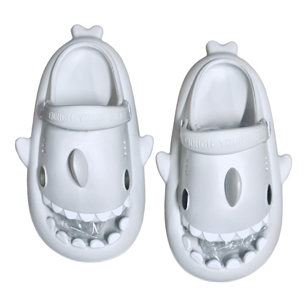 人體工學設計鯊魚兒童涼鞋, 21cm, 霧灰色, 1雙