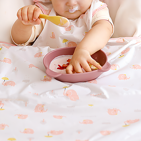 Babyclo 多功能防水無袖圍兜 6個月~3歲, 粉色大象款, 1入