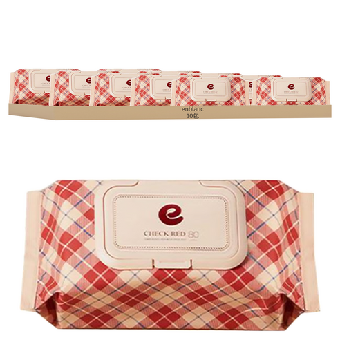 [箱裝]enblanc 輕柔石榴 掀蓋型純水濕紙巾, 80張, 10包