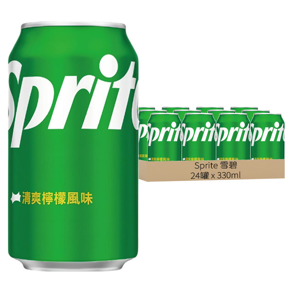 [箱裝]Sprite 雪碧 清爽檸檬風味, 330ml, 24罐, 1箱