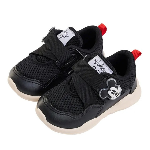 (童)迪士尼交叉鞋帶魔鬼氈休閒鞋(124694)米奇-黑14