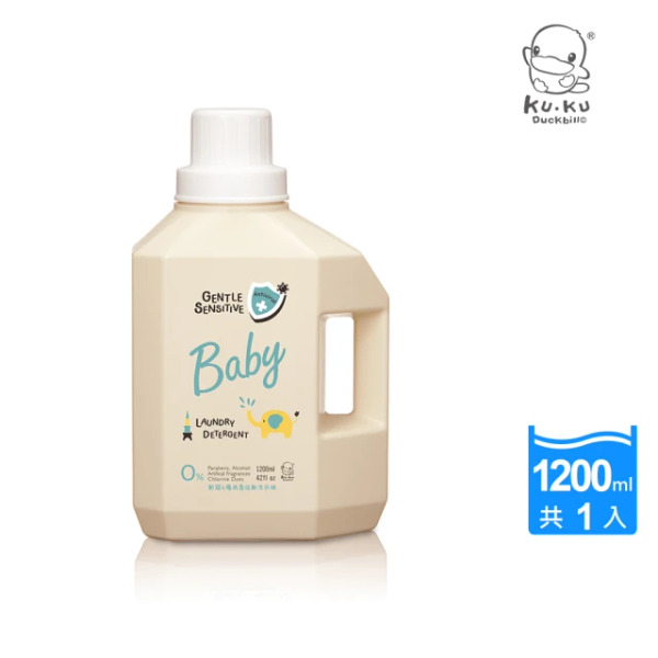KU.KU Duckbill 酷咕鴨 新冠&腸病毒低敏洗衣精, 特調寶寶香, 1.2L, 1瓶