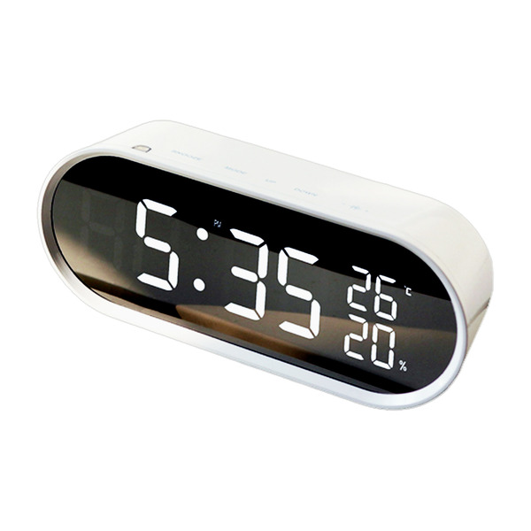 mooas LED 鏡面時鐘, 185 x 50 x 77mm, 白色, 1個