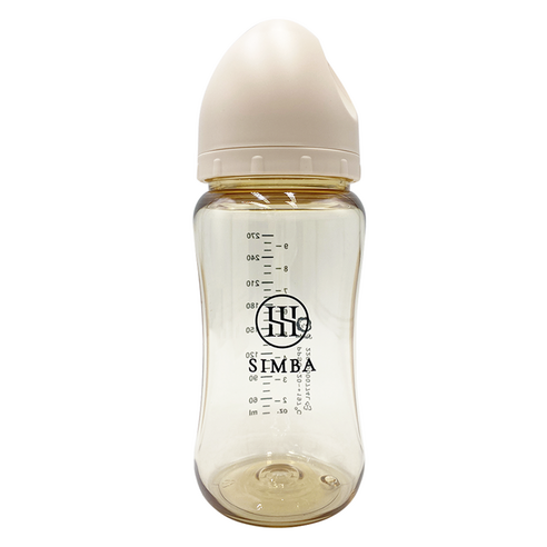 Simba 小獅王辛巴 蘊蜜鉑金PPSU寬口防脹氣奶瓶 全齡適用, 杏茶, 270ml, 十字M奶嘴