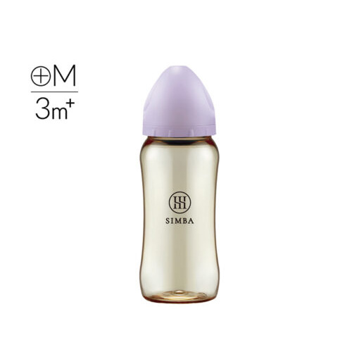 Simba 小獅王辛巴 蘊蜜鉑金 PPSU寬口防脹氣奶瓶, 十字奶嘴, 紫芙, 3個月以上適用, 2