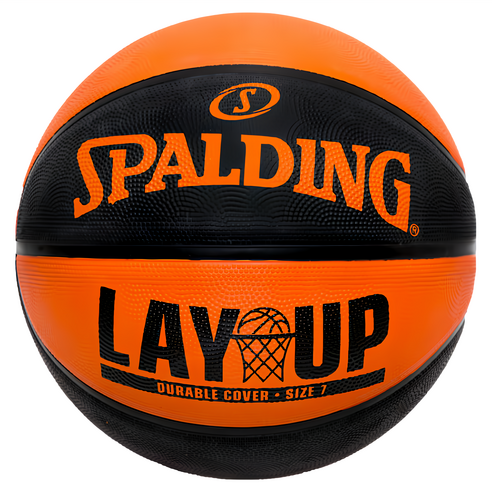 SPALDING 斯伯丁 LAY UP 橡膠籃球 橘黑色 200g, SPA84548, 7號, 1