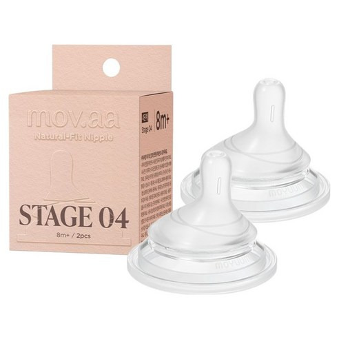 MOYUUM 韓國 Mov.aa 圓口偏心替換奶嘴 2個, 8個月以上, 透明色, 1組
