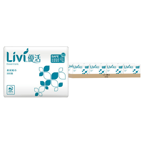 [箱裝]優活柔拭紙巾面紙 方型包300抽 30包