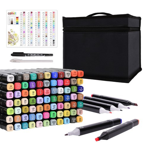 comet 藝術馬克筆附筆袋組, 80色, 1組