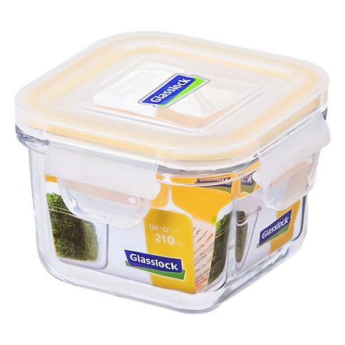 Glasslock 方型強化玻璃保鮮盒, 210ml, 1個