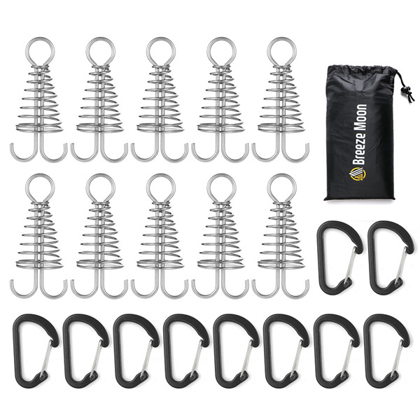 Breeze Moon 魷魚甲板釘 10入 + D型環 10入 + 收納袋組合, 黑色(D型環), 1層, 1套