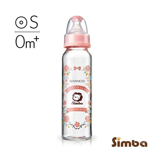 Simba 小獅王辛巴 蘿蔓晶鑽標準玻璃大奶瓶, 玫瑰, 0個月以上, 240ml, 1個