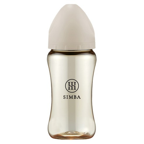Simba 小獅王辛巴 蘊蜜鉑金PPSU寬口防脹氣奶瓶, 新生適用, 杏茶, 270ml, 1瓶