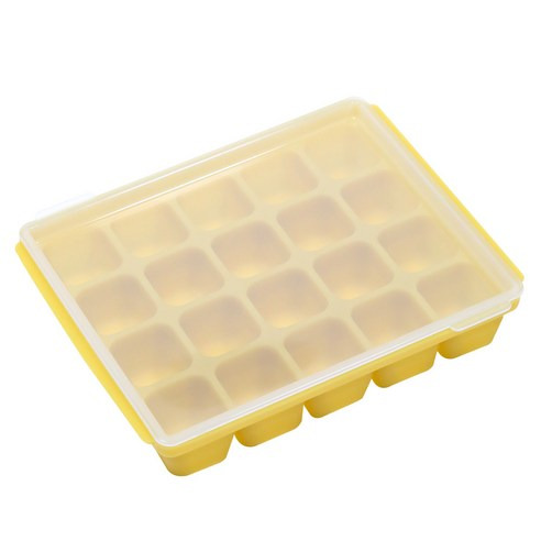 Tgm 矽膠副食品冷凍20格分裝盒, 15.5*12*3cm, 芥末黃色, 1入