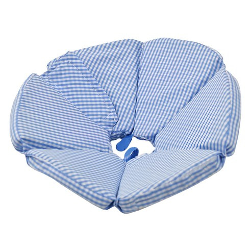 Mon bebe 夢貝貝 格子輕量海綿頭套, S(脖圍16~20cm), 粉藍色, 1個