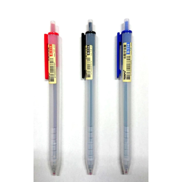 TEMPO 節奏牌 自動中油筆 1.0mm B-114, 紅色, 12支, 2盒, 1組