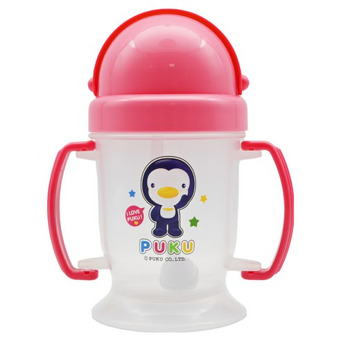 PUKU藍色企鵝 奶嘴+訓練吸管練習杯, 粉色, 1組