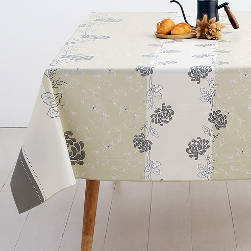 CasaBella 美麗家居 北歐風防水桌巾, 200 x 140cm, 米褐亞維儂, 1個