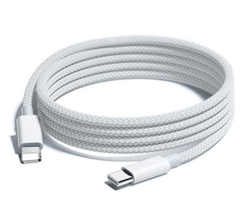 蘋果快充線彩色编織線 Type-C-Lightening, 100cm, 淺灰色, 1條