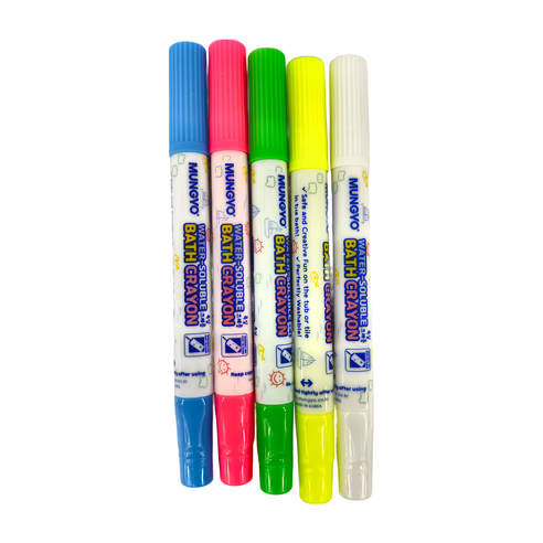 MUNGYO 浴室蠟筆MWBC-5A, 白色 + 黃色 + 粉色 + 綠色 + 藍色, 3歲以上,