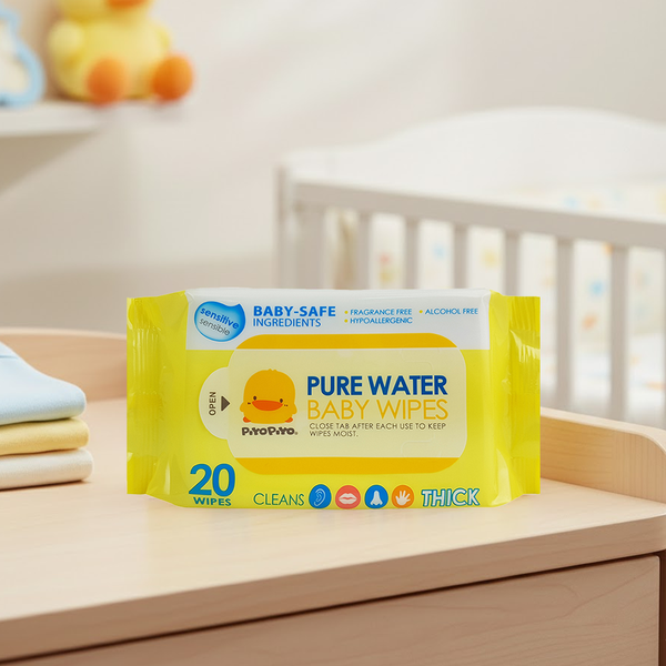 PIYO PIYO 黃色小鴨 EDI超純水嬰兒濕紙巾, 20張, 1包