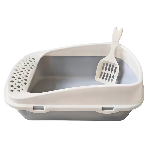 高精寵物 低邊款貓砂盆, 38 x 26 x 13cm, 灰色, 1個