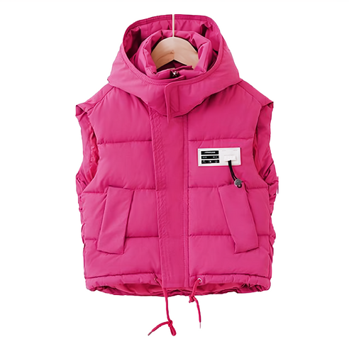 兒童秋冬羽絨棉背心-玫紅色-羽絨棉背心-120碼-建議105-115cm-1入