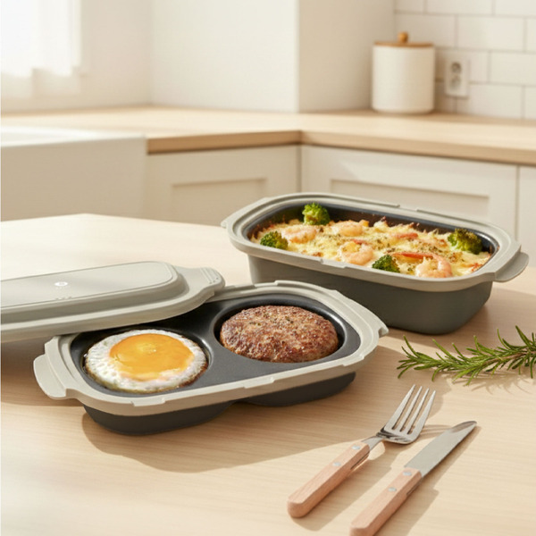 双甡微波專用多功能料理鍋｜長型3件組